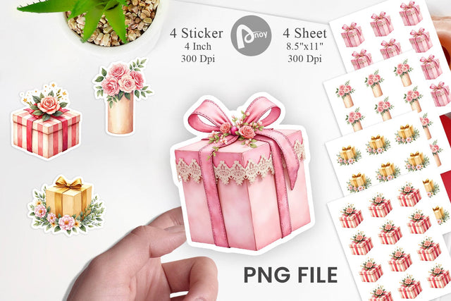 Sticker Watercolor Vintage Christmas Gifts Sublimation artnoy 