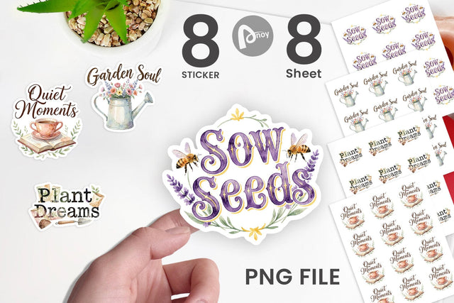 Sticker Watercolor Vintage Garden Wisdom Quote Sublimation artnoy 