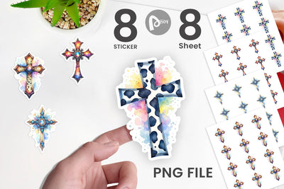 Sticker Watercolor Western Cross Sublimation artnoy 