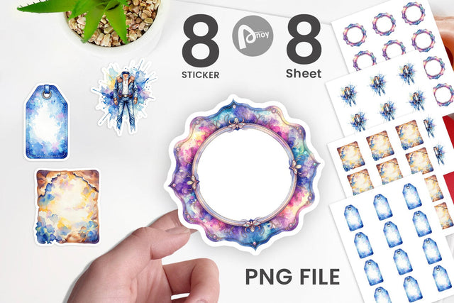 Sticker Watercolor Western Frame Sublimation artnoy 