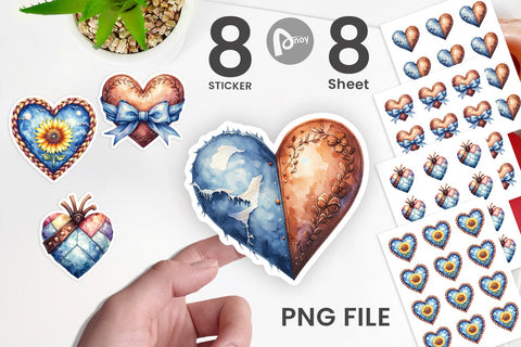 Sticker Watercolor Western Heart Sublimation artnoy 