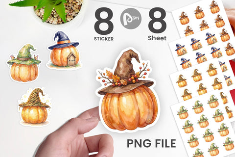 Sticker Watercolor Whimsical Woodland Witch Hat Sublimation artnoy 