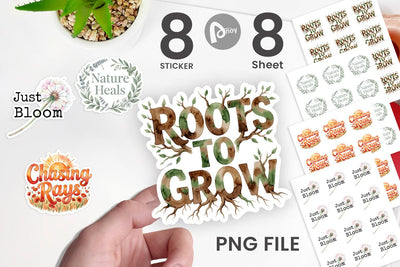 Sticker Watercolor Wildflower Boho Growth Quote Sublimation artnoy 