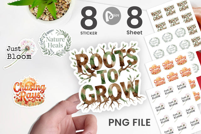 Sticker Watercolor Wildflower Boho Growth Quote Sublimation artnoy 