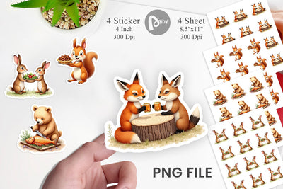 Sticker Watercolor Woodland Friendsgiving Sublimation artnoy 