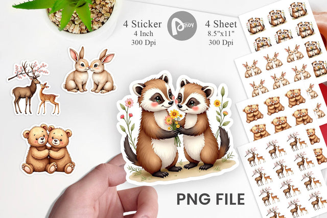 Sticker Watercolor Woodland Romance Sublimation artnoy 