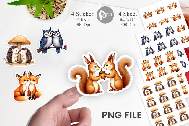 Sticker Watercolor Woodland Romance Sublimation artnoy 