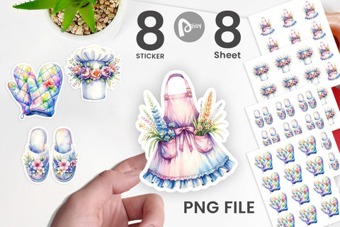 Sticker Whimsical Apron & Chef Hat Sublimation artnoy 
