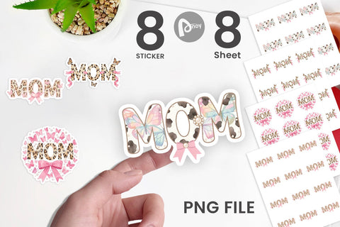 Sticker Whimsical Boho MOM Butterfly Sublimation artnoy 