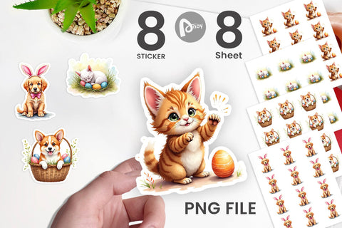 Sticker Whimsical Easter Pets Sublimation artnoy 