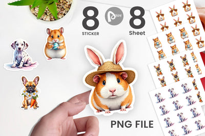 Sticker Whimsical Easter Pets Sublimation artnoy 