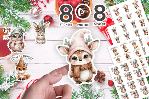 Sticker Whimsical Forest Woodland Animal Gnomes Sublimation artnoy 