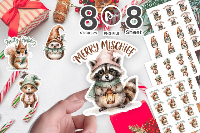 Sticker Whimsical Forest Woodland Animal Gnomes Sublimation artnoy 