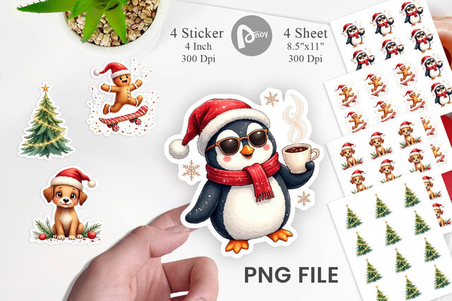 Sticker Whimsical Holiday Friends Sublimation artnoy 