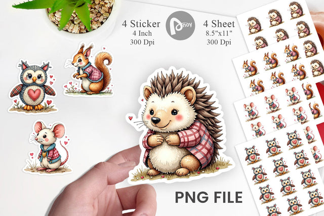 Sticker Whimsical Patchwork Pets Sublimation artnoy 