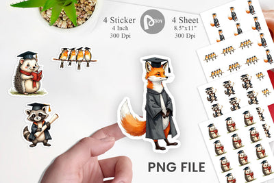 Sticker Whimsical Woodland Graduates Sublimation artnoy 