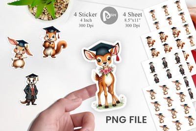 Sticker Whimsical Woodland Graduates Sublimation artnoy 