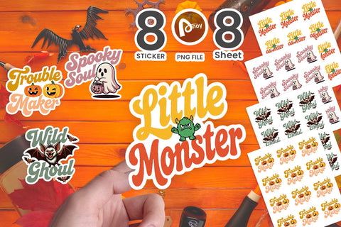 Sticker Wild Tiny Monster Kids Halloween SVG artnoy 