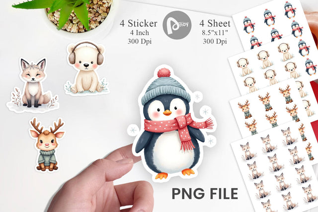 Sticker Winter Animals Sublimation artnoy 