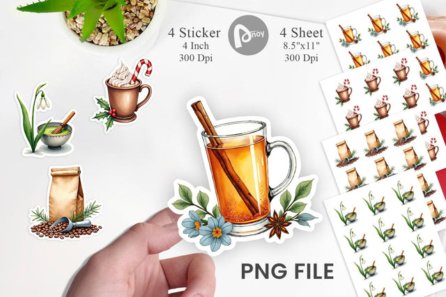 Sticker Winter Botanicals & Warm Brews Sublimation artnoy 