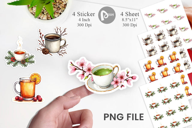 Sticker Winter Botanicals & Warm Brews Sublimation artnoy 