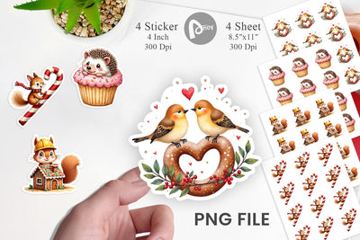 Sticker Winter Critters & Sweets Watercolor Sublimation artnoy 