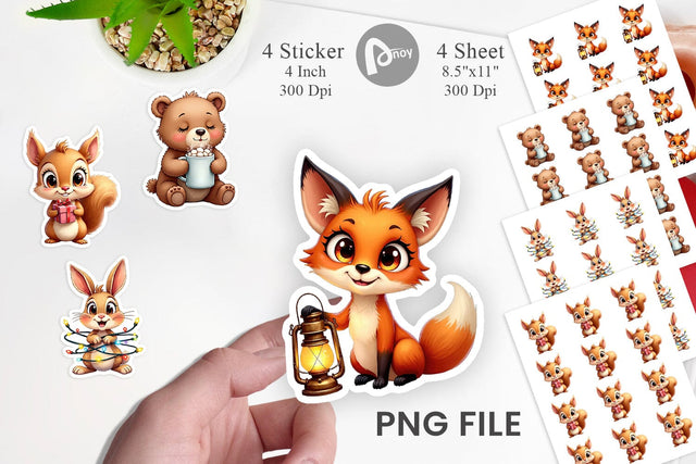 Sticker Winter Glow Whimsical Animals Sublimation artnoy 