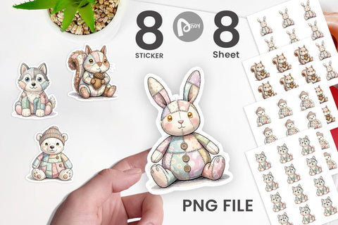 Sticker Winter Woodland Patchwork Watercolor Sublimation artnoy 