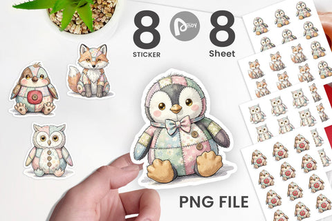 Sticker Winter Woodland Patchwork Watercolor Sublimation artnoy 