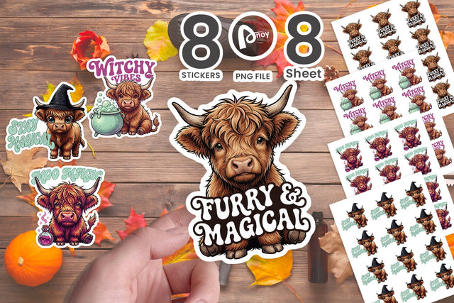 Sticker Witchy Magic Potion Highland Cows Quotes Sublimation artnoy 