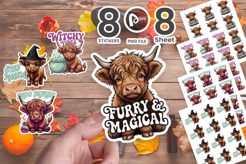 Sticker Witchy Magic Potion Highland Cows Quotes Sublimation artnoy 