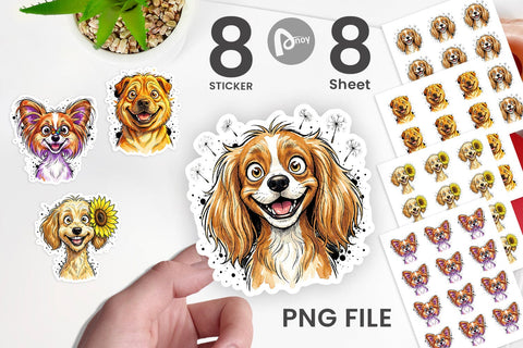 Sticker Witty Summer Garden Dog Watercolor Sublimation artnoy 