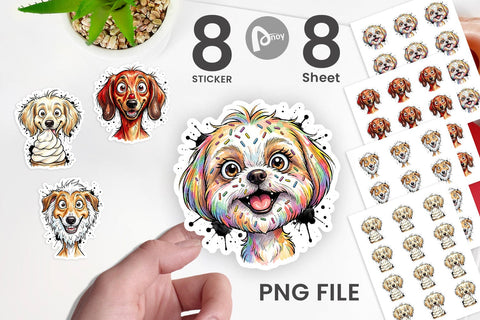 Sticker Witty Summer Treat Dog Watercolor Sublimation artnoy 