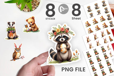 Sticker Woodland Easter Friends Sublimation artnoy 