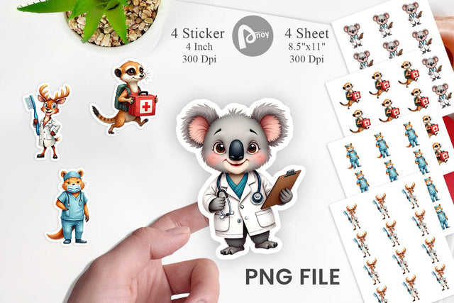 Sticker Woodland Healthcare Heroes Medical Animal Sublimation artnoy 