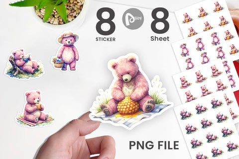 Sticker Woodland Mama Bear Watercolor Sublimation artnoy 