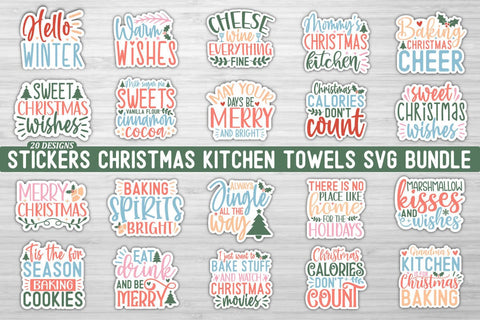 Stickers Christmas kitchen towels SVG Bundle SVG akazaddesign 
