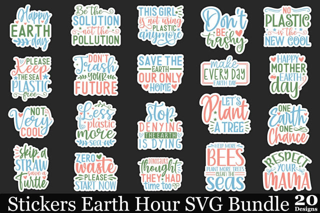 Stickers Earth Hour SVG Bundle SVG akazaddesign 