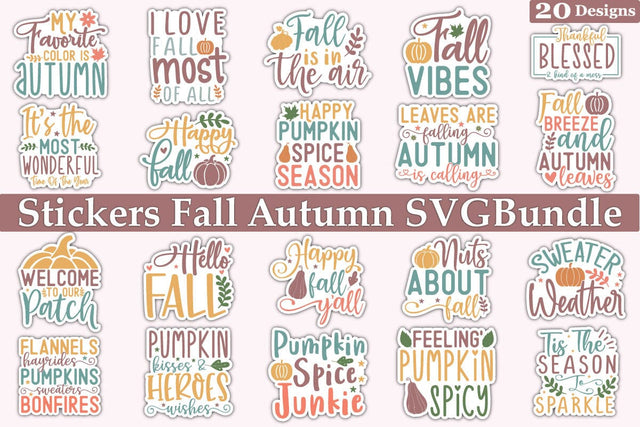 Stickers Fall Autumn Bundle SVG akazaddesign 