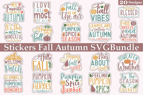 Stickers Fall Autumn Bundle SVG akazaddesign 