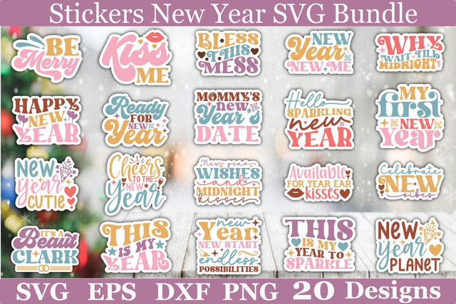 Stickers Happy New Year SVG Bundle SVG akazaddesign 