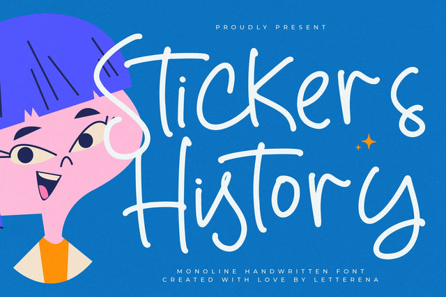 Stickers History - Monoline Handwritten Font Font Letterena Studios 