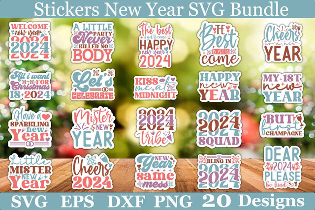 Stickers New Year SVG Bundle SVG akazaddesign 