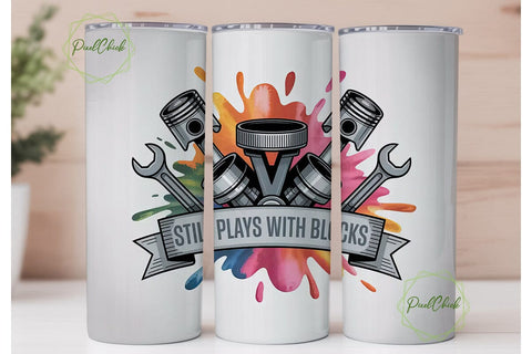 Still Plays With Blocks 20oz Tumbler Sublimation PixelChick 