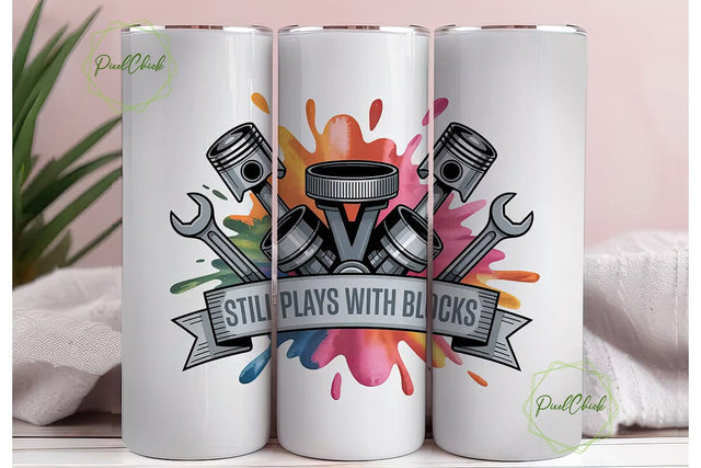 Still Plays With Blocks 20oz Tumbler Sublimation PixelChick 
