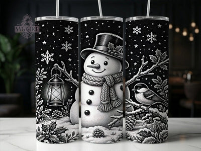 Stippled Snowman 20oz Tumbler, Stippled Snowman, Snowman Tumbler, Stippled Snowman PNG, Snowman Tumbler PNG, Winter Snowman PNG, Snowman Wrap PNG, 20oz Tumbler Wrap Sublimation SvggirlplusArt 