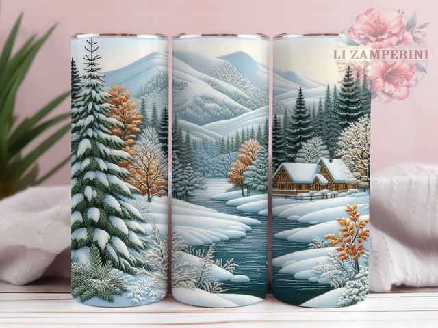 Stitched Winter Wonderland Tumbler, Embroidery Style, Stitched Christmas, Cozy Winter Design, Holiday Tumbler, 20oz Tumbler, Sublimation Design Sublimation Li Zamperini 