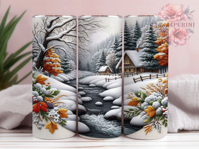 Stitched Winter Wonderland Tumbler, Embroidery Style, Stitched Christmas, Cozy Winter Design, Holiday Tumbler, 20oz Tumbler, Sublimation Design Sublimation Li Zamperini 