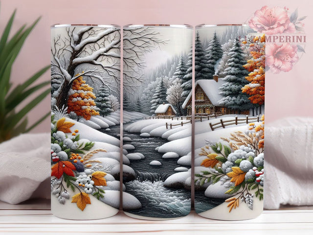 Stitched Winter Wonderland Tumbler, Embroidery Style, Stitched Christmas, Cozy Winter Design, Holiday Tumbler, 20oz Tumbler, Sublimation Design Sublimation Li Zamperini 