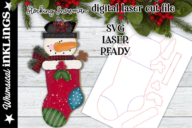 Stocking Snowman SVG SVG Whimsical Inklings 